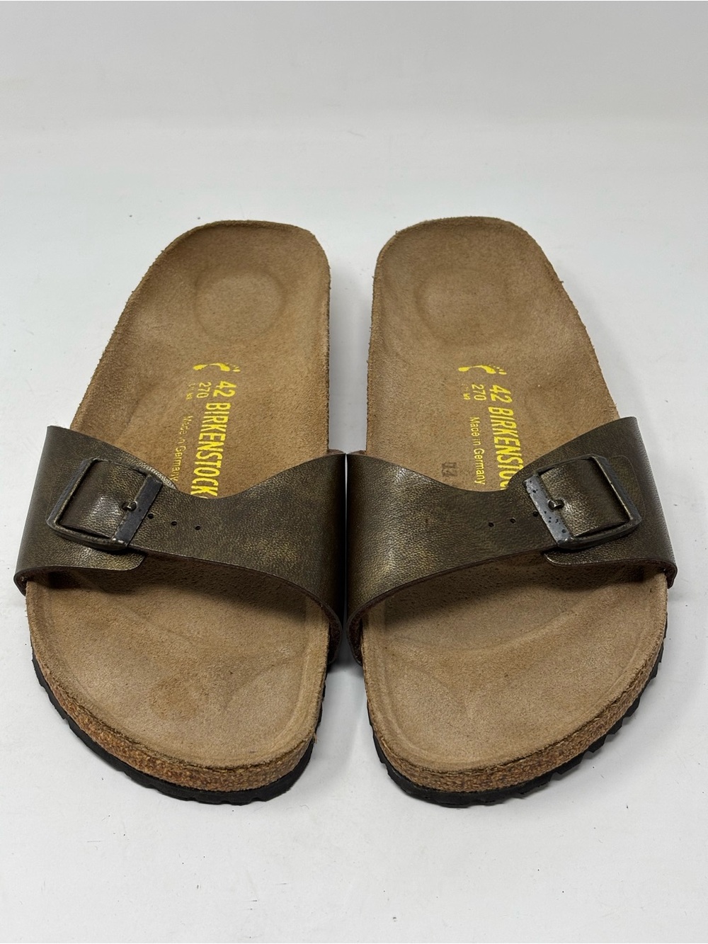 Birkenstock Madrid Birko-Flor bronze sandals size 42 (11-11.5) NWOT
